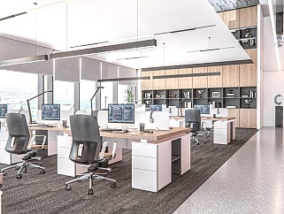 现代公共办公区 办公室 办公桌椅 办公家具 办公椅 办公桌